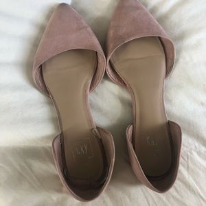 Pink suede D’orsay flats. Size 11